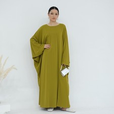 Dubai Kaftan Long Sleeve Maxi Dress Abaya Robe Muslim Women Modest Ramadan Party