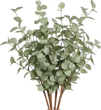 6 Pcs 27" Eucalyptus Stems Greenery Stems Eucalyptus Leaf Spray in Green Silk Pl