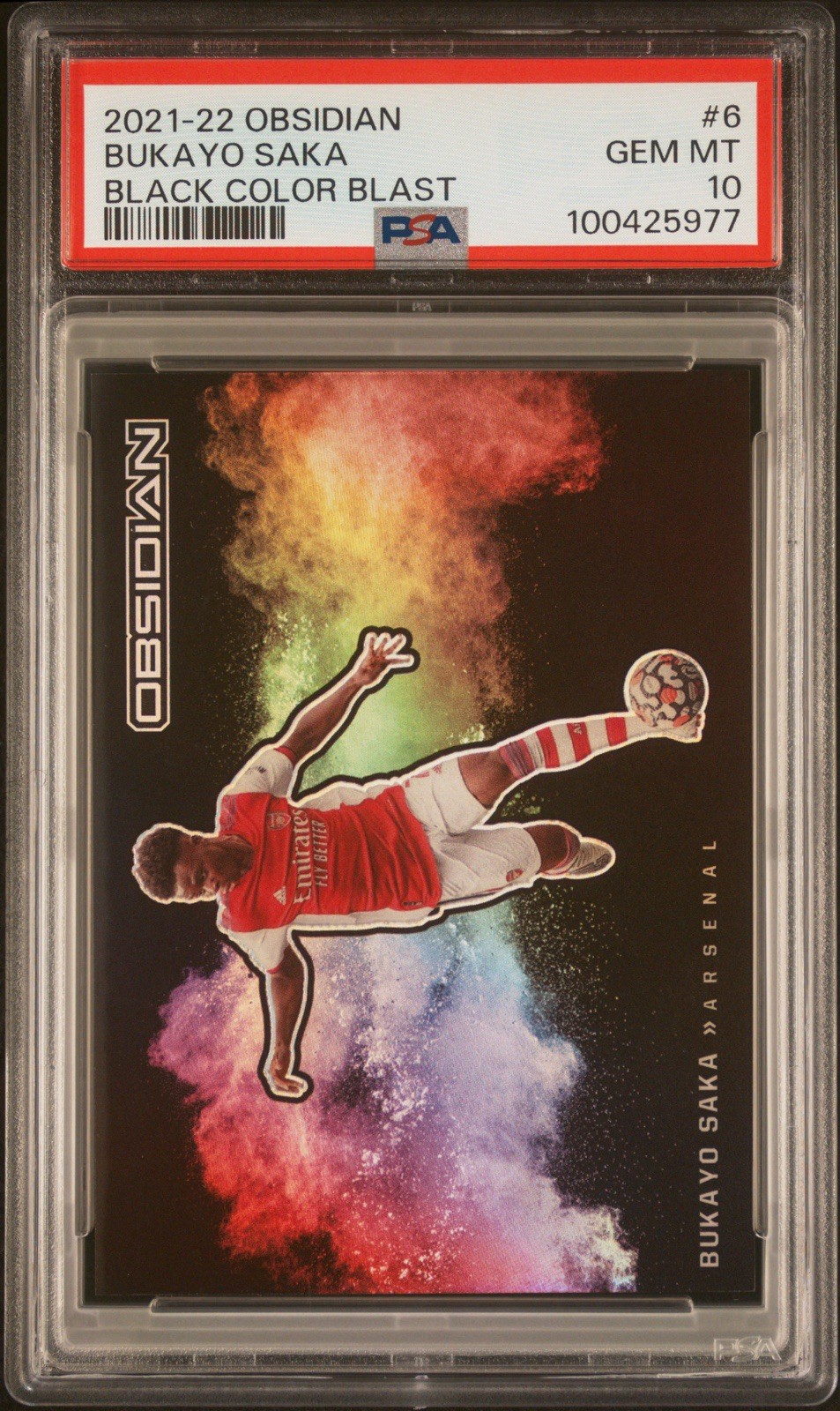 2021-22 Panini Obsidian Bukayo Saka Black COLOR BLAST Case Hit SSP PSA 10 #6