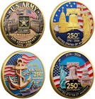 U.S. Army 250th Anniversary Commemorative Gold-Plated Challenge Coin, Double-Sid