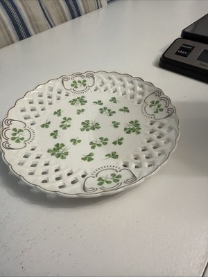 Grace Teaware 7.5'' Shamrock Fine Porcelain Dessert Plate St. Patrick's
