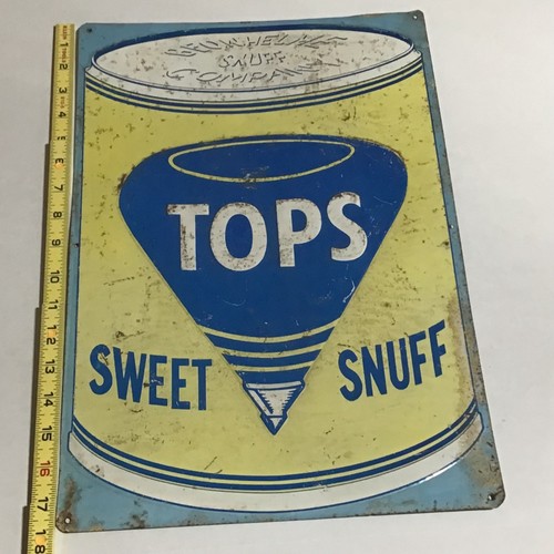 Letrero vintage de tops de metal dulce tabaco - Imagen 4 de 9