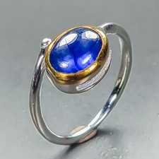 Beliebter Ring blauer Saphir Ring 925 Sterling Silber Größe 6 /R466457