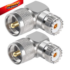 2PCS UHF PL259 Right Angle 90 Degree Coax Adapter, SO239 Male to E-890
