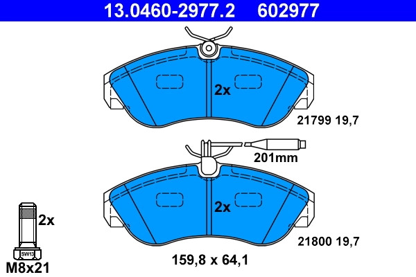 Plaquettes de frein ATE 13.0460-2977.2 pour modèle OE 4251 18