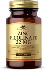 Solgar Zinc Picolinate 22 mg, 100 Tablets - Promotes Healthy Skin - Supports Imm