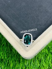 Cushion Cut Teal Sapphire Ring 925 Sterling Silver Gift For Her Engagement Ring.