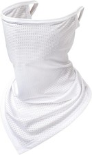 Balaclava Neck Gaiter with Ear Loops Scarf Bandana UV Sun Protection White