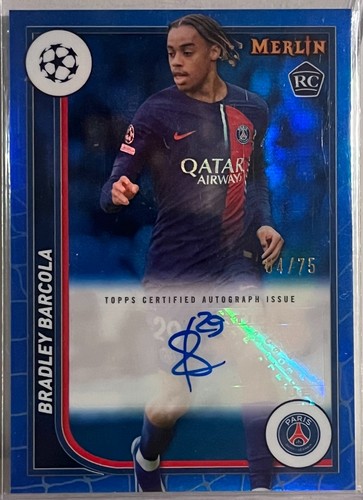 2023-24 Topps Merlin /75 UCC Bradley Barcola Auto Rookie PSG Liverpool
