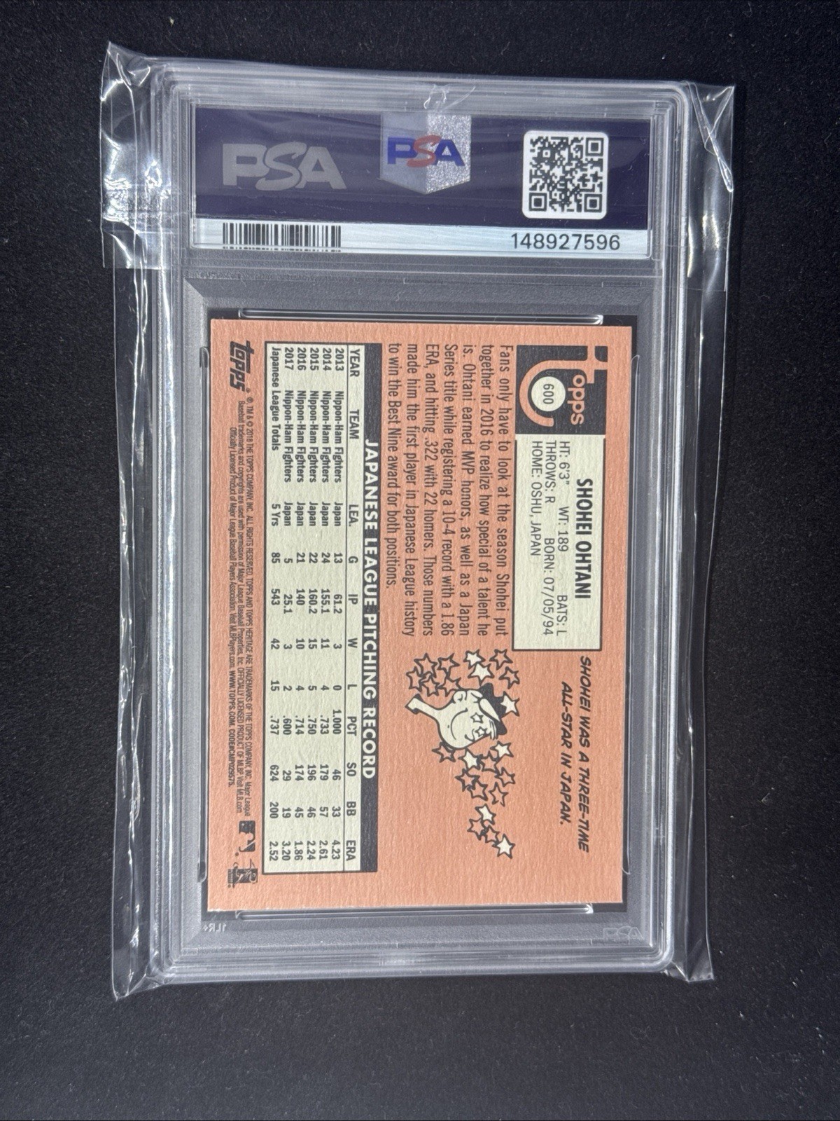 2018 Topps Heritage Shohei Ohtani Rookie PSA 9!🔥 #600 HOT! RC!  view 8