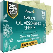 Natural Green Tea Oil Blotting Sheets for 100 Count Pack of 1 ,