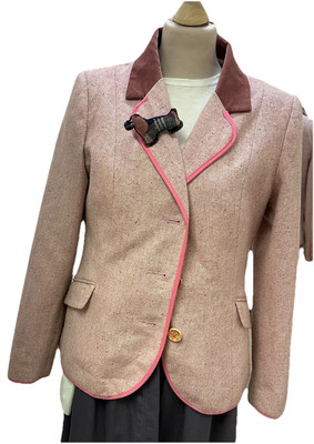 Joe Browns Ladies Blazer Size 12 Pink Tweed Pale Velvet Collar Jacket SAN  UK