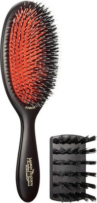 Mason Pearson Junior Bristle Nylon Hairbrush BN2 Dark Ruby w/ Clean Brush NEW