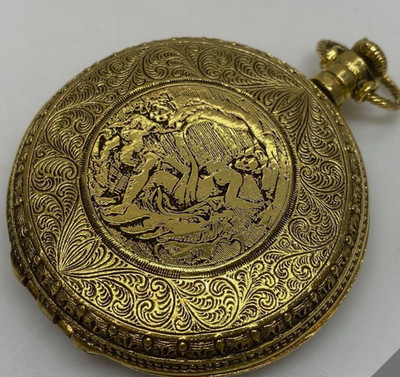 Max Factor Vintage Gold Tone Pocket Watch Styled Mirror Compact