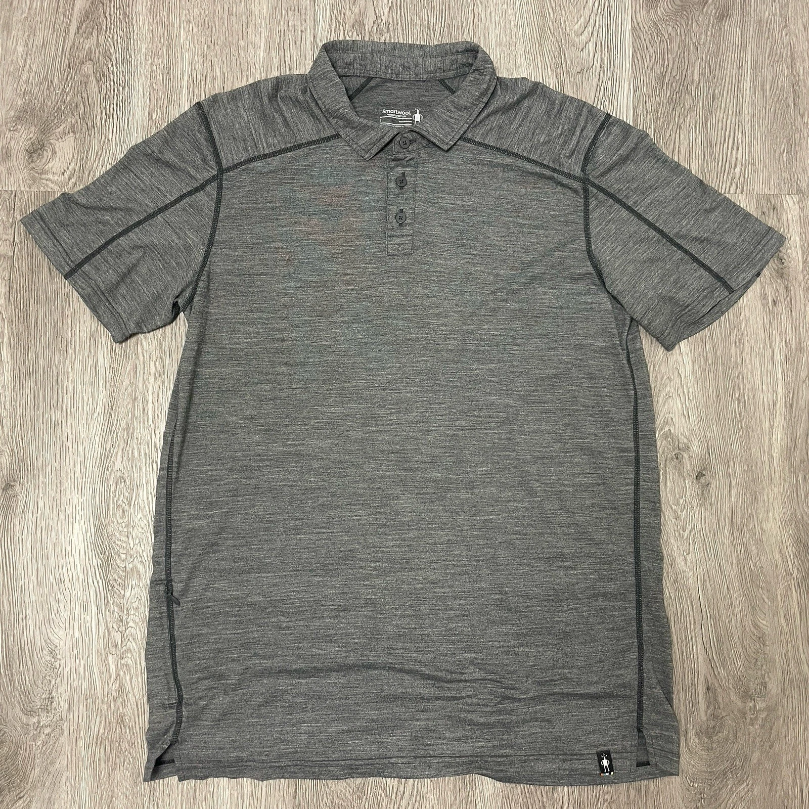SmartWool Polo Shirt Men's Large Gray Merino Sport 150 Short Sleeve Baselayer