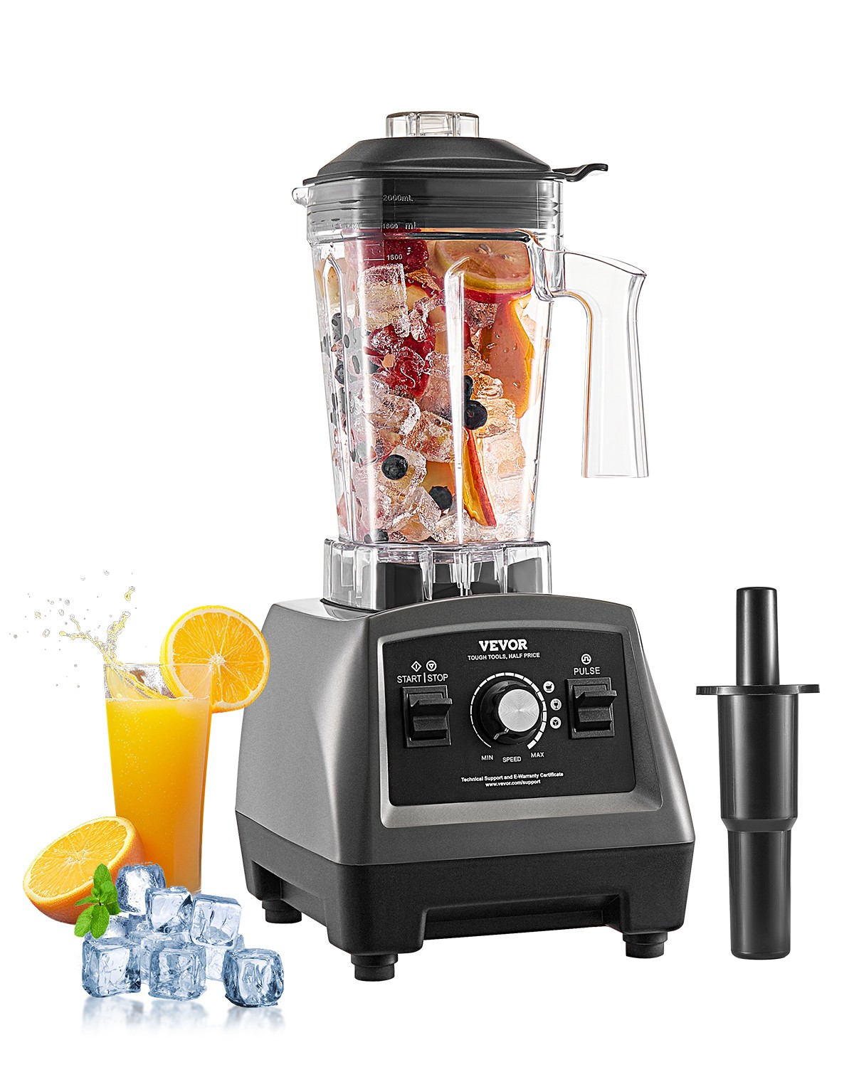 VEVOR 61 oz 1400W Blender for Smoothies Food Processing Blen