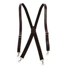 CTM Men's Smooth Coated Leather Suspenders with Metal Swivel Hook Ends
