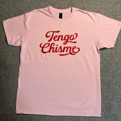 Gildan Tengo Chisme Graphic T-Shirt Large Pink Spanish Text Cotton Tee