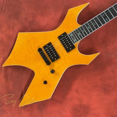 Yellow Warlock BC Rich Electric Guitar Solid Body Open Pickups Black Hardware
