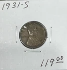1931-S Wheat Cent - Key Date - Looks XF