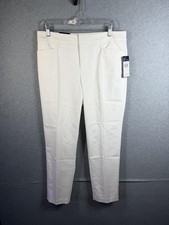 Chaps Icon Pants Womens 10 White Slim Twill Pull On Stretch Dress Work Office