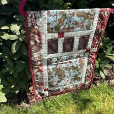 Christmas Winter Table Runner Red, BlueHoly BerriesPoinsettias Peppermints 14x38