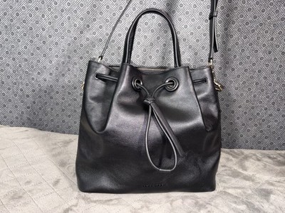 Cole Haan Women's Black Leather Signature Ambition Drawstring Bucket Bag