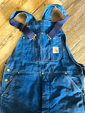 Carhartt R02-NVY Blue Men's Work Bib Overalls Canvas Cotton Blend 36x32