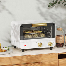 12L Mini Oven, Small Toaster Oven with Adjustable Temp and Timer, 750W, White