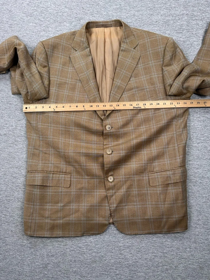 Chaqueta Blazer Ermenegildo Zegna Para Hombre Talla 50R Marrón Lana A Cuadros Tres Botones Ciudad Foto 4 de 4