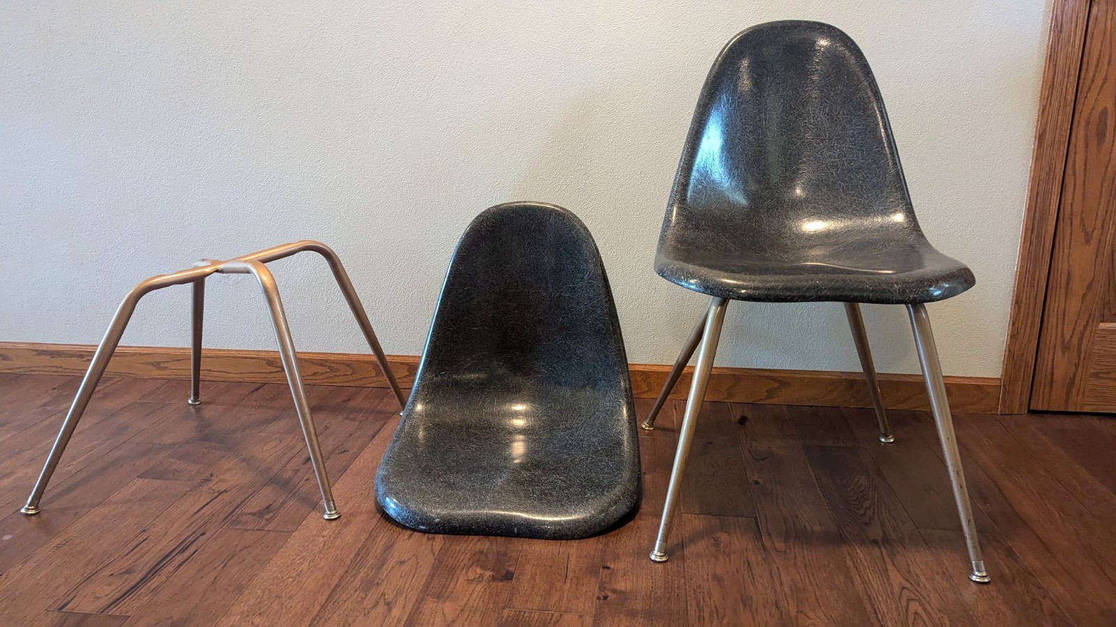 Vintage Mid-Century Modern MCM BLACK Chromcraft Fiberglass Molded Shell Chairs