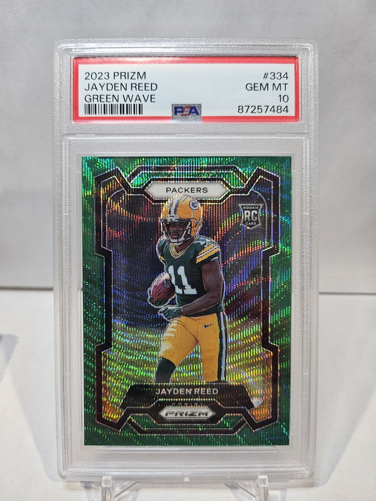 2023 Panini Prizm #334 Jayden Reed Green Wave RC Color Match PSA 10 💎 Packers