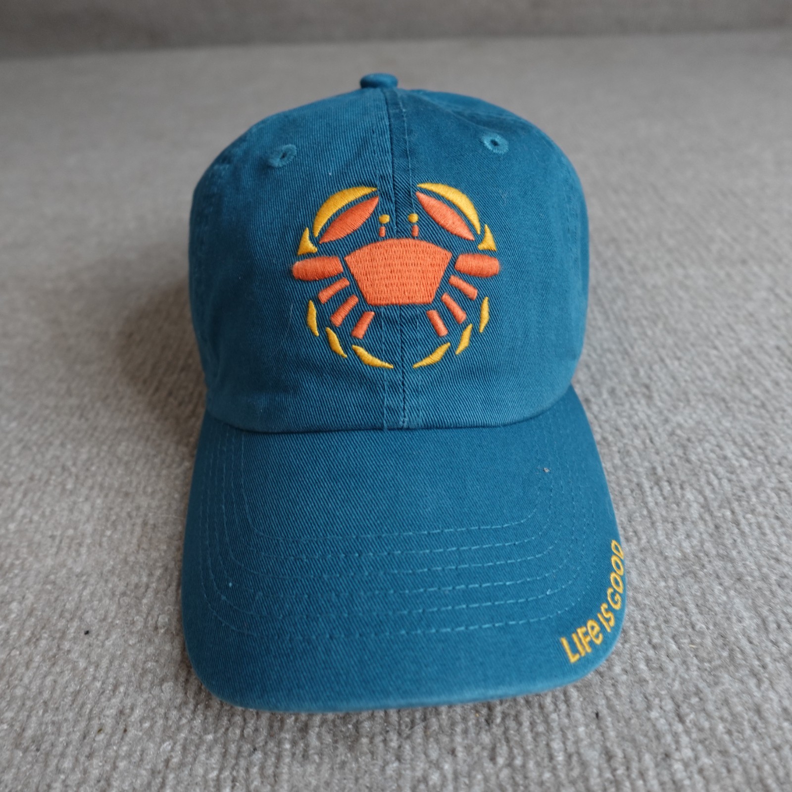 Life is Good Hat Blue Adjustable Embroidered Strapback Crab Dadhat NEW