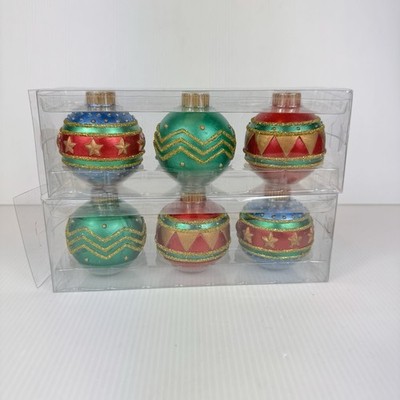 Set Of 6 Vintage Christmas Ball Ornament Candles Beacon Candle Corp