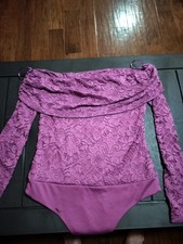 Womens Top Pink Lacy Body suit Small