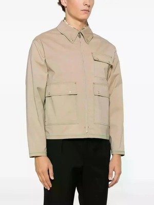 Fursac Beige Utility Jacket With Cargo Pockets Zip Front Men's Small - NEW $535