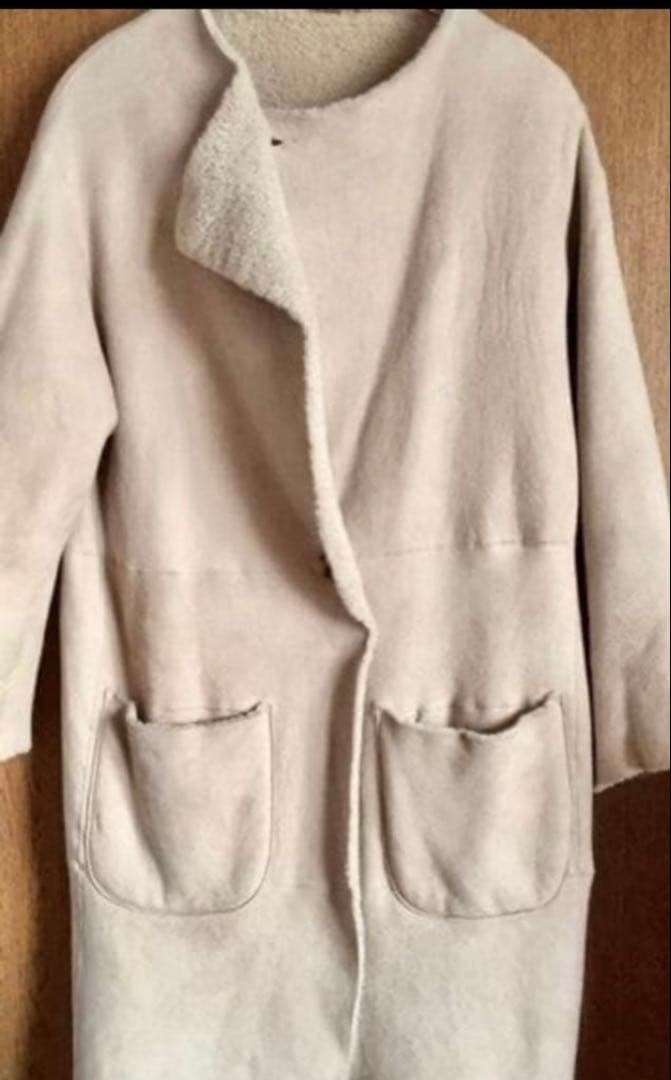 Shearling Reversible Coat Light Gray Sheepskin Mo… - image 5