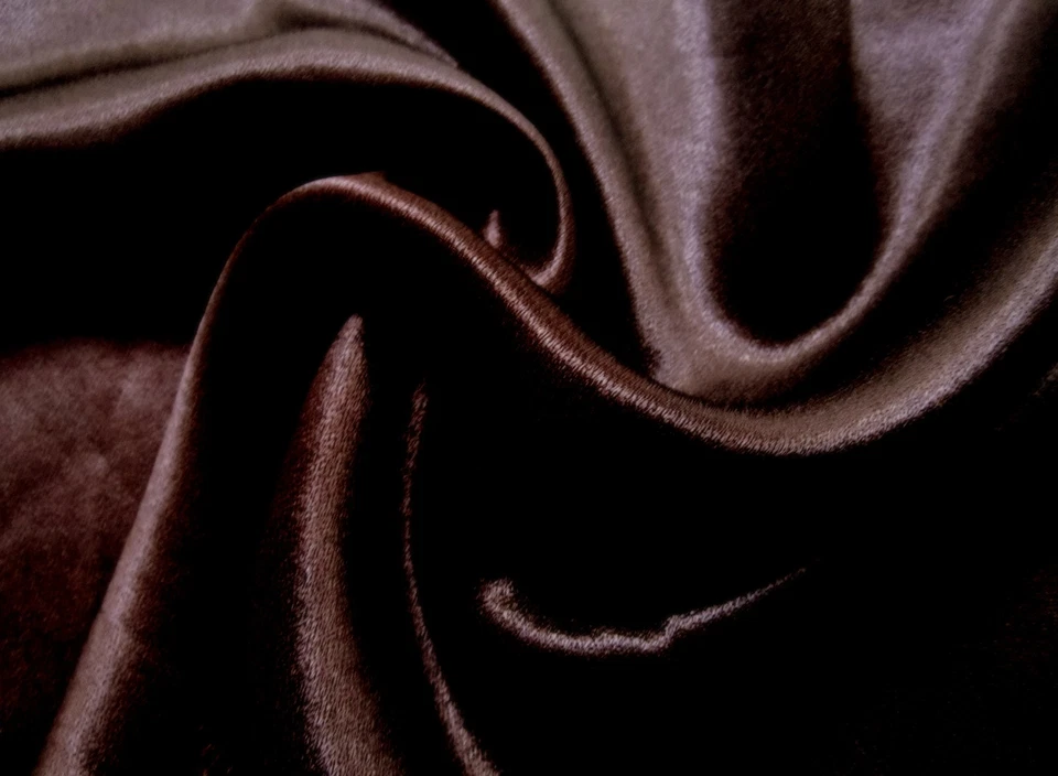 1 Yd- Remnant-CHOCOLATE BROWN Crepe back High Sheen Charmeuse SATIN Fabric - Image 2 of 4