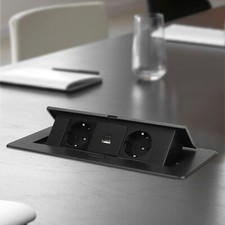 Versenkbare Steckdosenleiste,Einbausteckdose mit USB+Typ-C Pop Up Tischsteckdose