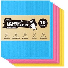 10 Pack Swedish Dish Cloths Reusable Absorbent Sponge Dishtowels for Kitchen