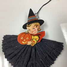 Paper doll Halloween feather tree ornaments witch gift tags item# W1