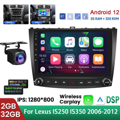 For Lexus IS250 IS350 2006-2012 Apple CarPlay Android 12 Car Stereo