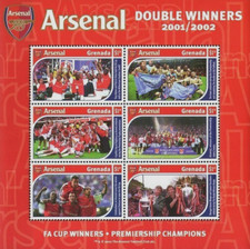 Grenada 2002 - ARSENAL FA Cup & Premiership CHAMPIONS Sheetlet - MNH
