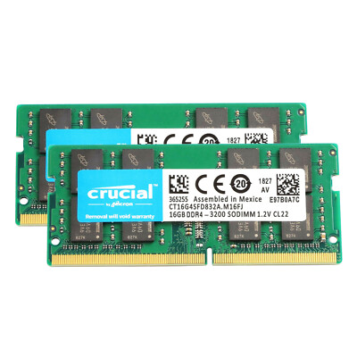 Crucial 32GB KIT 2 x 16GB DDR4 PC4-25600 3200MHz 260Pin SODIMM RAM