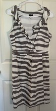 J Crew Womens Cotton Faux Wrap Dress Sleeveless Gray White Animal Print Sz 6