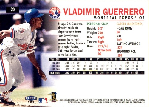 Vladimir Guerrero ⚾ Collection MLB AU CHOIX 1996 - 1999 EXPOSITIONS DE MONTRÉAL ⚾ SÉNATEUR - Photo 155 sur 203