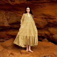 Sunset Garden Cotton Maxi Dress | Warm Hues