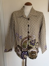 Life Style Beige, Brown, Lilac & Green Floral Print Cotton Jacket Size M