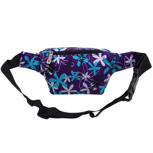 Red-X Purple Floral Nylon Bumbag Fanny Pack Travel Holiday Security - Picture 4 of 5
