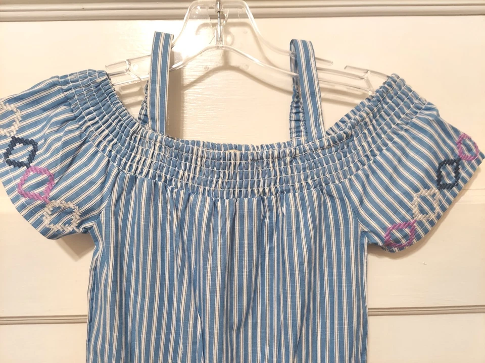 LUCKY BRAND NIÑA TALLA PEQUEÑA AZUL RAYAS MONO MAMELUCO CULOTTE Foto 2 de 4